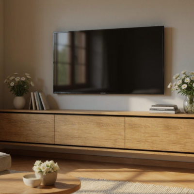 Natural Oak 'NIDO' TV Floating Unit Media wall