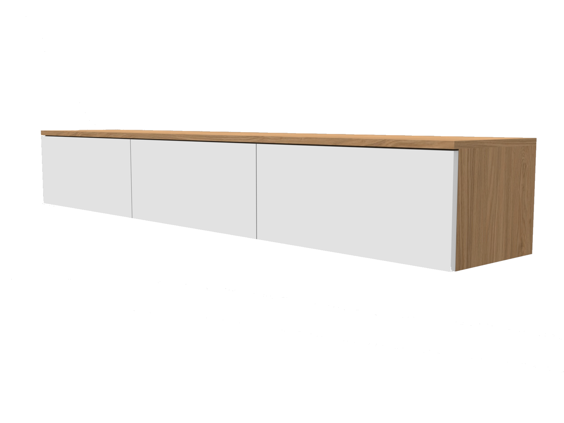 Floating TV Cabinet White and Oak