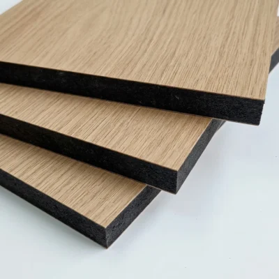 Oak Veneered Black MDF, Crown Cut